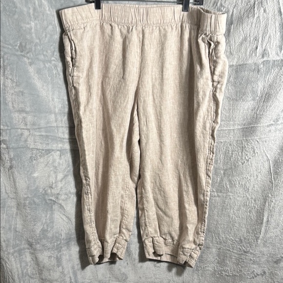 J. Jill linen capri pants 3X plus size  Beige tan 100% Linen Pants lightweight - Picture 1 of 13